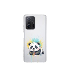 Xiaomi Mi 11T ile Uyumlu Splash Panda Tasarımlı Şeffaf Silikon Kılıf