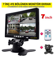 7 İNÇ 4'E BÖLÜNEN MONİTÖR EKRAN (4 KAMERAYI AYNI ANDA GÖSTEREN EKRAN)
