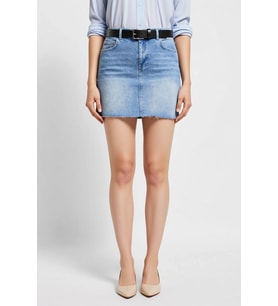 Kadın Mini Denim Etek A-Line Kesim Yüksek Bel Fermuarlı Cepli Rahat Konforlu Günlük Kısa Boy Modern
