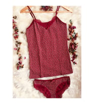 Kadın Dantelli Atlet Külot Slip Takım (Bordo)