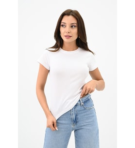 Kadın Kısa Kollu Basic T-shirt 1775-25 (Beyaz)