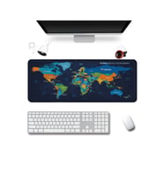 SonicTouch Klavye Mousepad 40x90cm Pürüzsüz Sıvı Geçirmez Kaymaz Taban Renkli Dünya Haritası