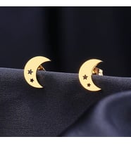Kişiye Özel 925 Ayar Gümüş Ay Yıldız Küpe (Gold)