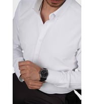 Beyaz Yaka Düğmeli Premium Şamre Slimfit Hediye Kutulu Erkek Gömlek