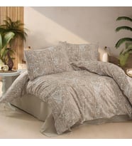 Keep London Home Series Natural Cotton(Doğal Pamuk) Çift Kişilik Nevresim Takımı-Bej (Desenli)