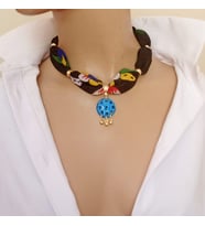 Yörük Otantik Güneş Süryani Taşı Kolye Siyah