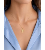 Kişiye Özel 925 Ayar Gümüş Tasarım Cactus Kolye (Gold)