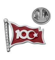 Hk Gümüş Rozet Ay Yıldız 100.Yıl Gümüş Takı Hediyelik Ürünler
