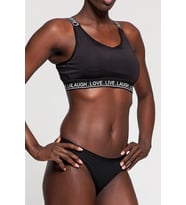 Yazılı Lastikli Fitness Sporcu Büstiyer (Siyah)