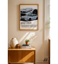 Honda Civic Type R JDM Poster, Ahşap Çerçeveli Duvar Tablosu - Oto Severlere Özel