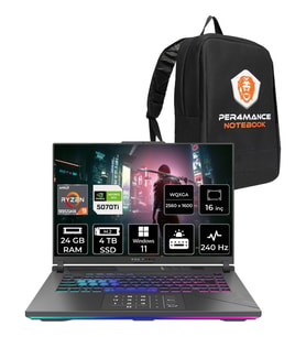 Asus Rog Strix G16 Ryzen 9 9955HX RTX 5070 Ti 12GB Gaming Laptop 24GB RAM 4TB SSD 16" QHD+ 240Hz Win11 Pro + Per4 Çanta G614FRS5112P395