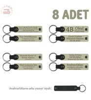 Sütlü Kahve & Siyah, Karne Hediyesi İçin Tüm Sınıfa Özel, 8' li Set, Hediyelik Hatıra Anahtarlığı