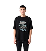 Erkek Oversize Vintage Garaj Klasik Otomobil Baskılı Kısa Kollu Tişört Retro Tasarım Günlük Rahat