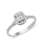 0.20 Ct Kalemli Tasarım Baget Kare Tektaş Yüzük (Beyaz)