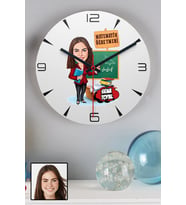 Kadın Matematik Öğretmenine Kişiye Özel Hediye Karikatürlü Duvar Saati