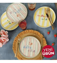 KeramikaMama Mia & La Dolce Vita Pasta Tabağı 22 Cm 4 Adet