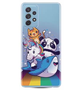 Kılıfland Samsung Galaxy A52 Kılıf Silikon Resimli Kapak Rainbow Animals Stok 561
