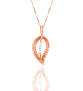 Söğütlü Silver Gümüş rose zirkon taşlı yaprak kolye