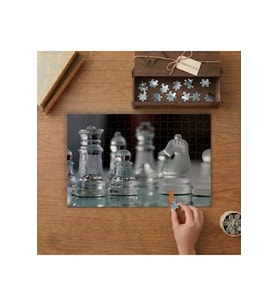 Şeffaf Satranç Taşları Tasarımı 240 parça Ahşap Puzzle Ahşap Kutuda MP11268