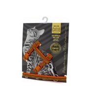Cattie Dokumadan El Yapımı Kedi Göğüs & Gezdirme Takımı 1x25-40cm - Orange