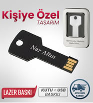 Kişiye Özel 32 GB Usb Bellek Hediyelik Usb Flash Bellek Şık + Metal Kutulu (Siyah)