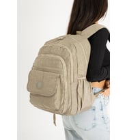 571 Collection Klinkır Kumaş Lise Üniversite Çantası 45*30 Cm Çok Cepli  (Bej)