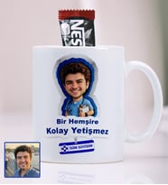 BBaskı Kişiye Özel Fotoğraflı Sağlıkçı Hemşire Meslek Kupa Bardak 330 ml – İsim Soyisimli Karikatür Hediyelik Porselen Kupa