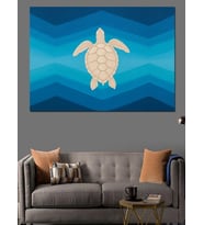 Modern Geometrik Kaplumbağa Logosu Dekoratif Kanvas - Mdf Ahşap Tablo