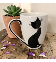 Siyah kedi desen kupa (Siyah & Beyaz)