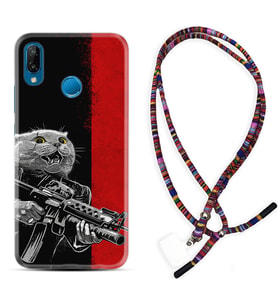 Huawei P20 Lite Mate 10 20 Lite Pro P40 Lite KılıfBoyun Asklı Rasta Silikon Çılgın Kedi 1674