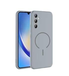 Galaxy A14 Kılıf Kamera Çıkıntılı Magsafe Şarj Özellikli Lüx Meta Kapak (Gri)