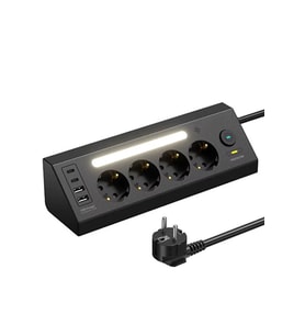 Lp764 Çoklu Gece Lambalı Priz Yüksek Gerilim Korumalı 4 lü Priz 2xusb 2xtype-c Çıkışlı Grup Priz Çoğaltıcı