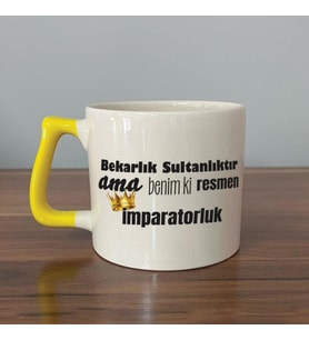 Bekarlık Sultanlıktır Ama Baskılı Sarı Kulplu D Kupa