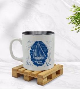 BK Gift Kişiye Özel Gemi Tasarımlı İçi Siyah Renkli Kupa Bardak Model 2