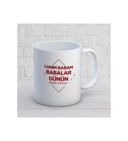 Babalar Gününe Özel Desenli Hediyelik Beyaz Seramik Kupa Bardak