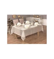 Mimoza Dantelli Krem Sofra Takımı 8 Kişilik 170x280 Cm 17 Parça  289
