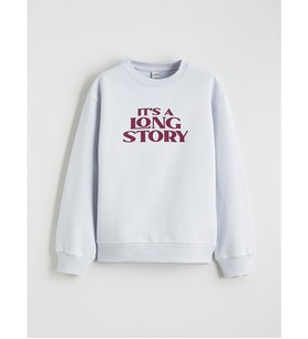LCW Kids Mavi Bisiklet Yaka Baskılı Kız Çocuk Kalın Sweatshirt