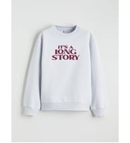 LCW Kids Mavi Bisiklet Yaka Baskılı Kız Çocuk Kalın Sweatshirt