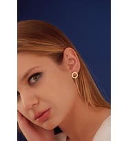 DKMN Gümüş Daire Biçimli 925 Ayar Kadın Gümüş Küpe (Gold)