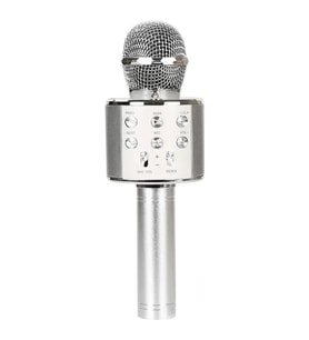 Kablosuz Bluetooth Karaoke Mikrofon Hoparlör Şarj Edilebilir El Silver