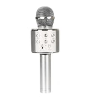 Kablosuz Bluetooth Karaoke Mikrofon Hoparlör Şarj Edilebilir El Silver