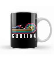 Retro Curling Player Vintage Curling Broom Stones Coach Team Kupa Bardak Porselen