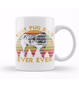 Retro Vintage Best Pug Dad Ever Köpek Kupa Bardak Porselen