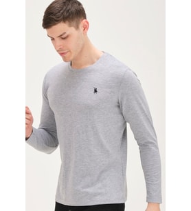 T8588 DEWBERRY BİSİKLET YAKA UZUN KOL T-SHIRT-GRİ