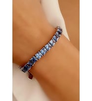 Sky Diamond Blue Creative Sapphire 925ayar Gümüş Lüks Su Yolu Bileklik