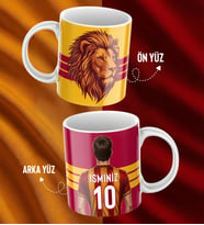 Kişiye Özel İsim Ve Numara Baskılı Sarı Kırmızı Tasarımlı Kupa Bardak - Hediyelik