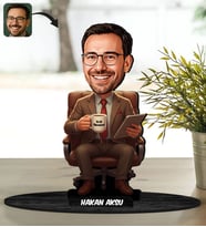 BK Gift Kişiye Özel Erkek Öğretmen Tasarımlı Karikatür Biblo -11, Öğretmene Hediye, Öğretmenler Günü Hediyesi