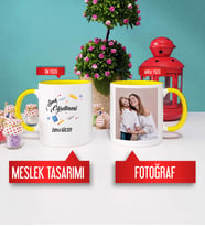 Sınıf Öğretmeni Kupa Bardak Sarı Fotoğraflı