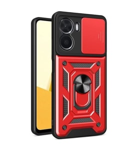 Coverzone Xiaomi Redmi Note 11E ?le Uyumlu PhoenixShield S�rg�l� Sistem Kamera Korumal? Kapak Tam Koruma Manyetik Vega Kapak K?rm?z?