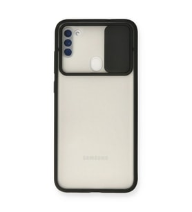 Samsung Galaxy A11 Kılıf Palm Buzlu Kamera Sürgülü Silikon - Siyah